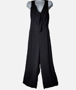 Abercrombie & Fitch Black Jumpsuit Medium Tie Front & Elastic Waist Boho Flowy